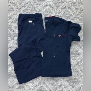 Navy Blue XL Scrubs Pink Details